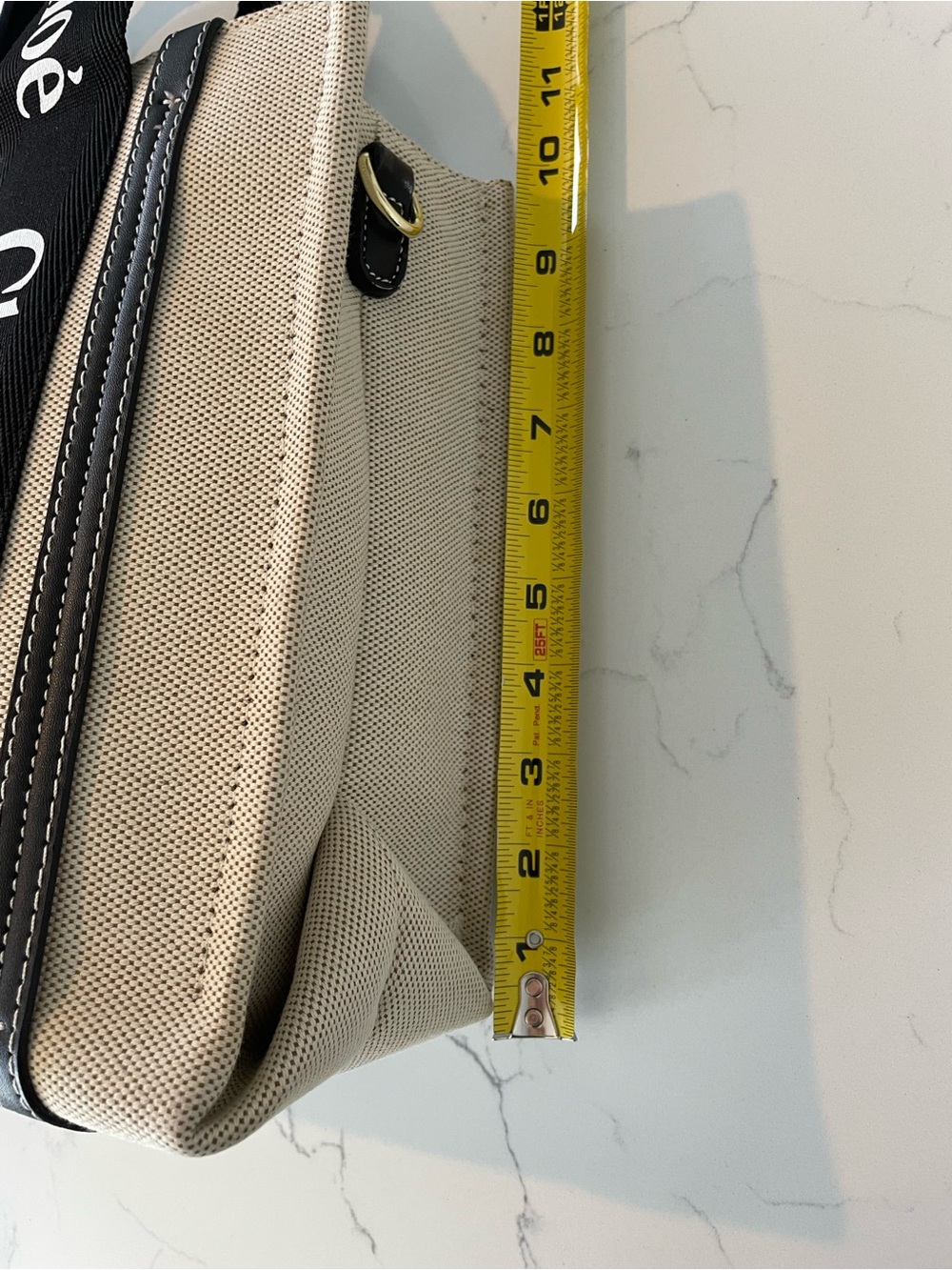 Beige Canvas Tote with Black Logo Straps - Picture 7 of 7